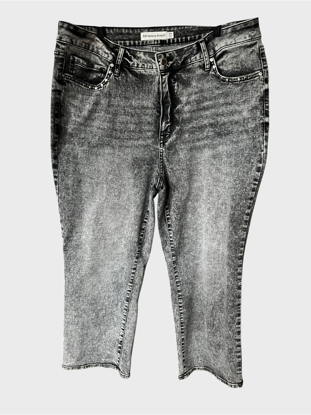 Rebecca Minkoff Gray Acid-Wash Cropped Jeans